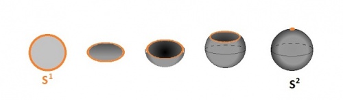 Transoforming the disk into the sphere by adding a single point