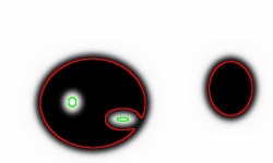 The topological features are captured by cycles. The result does not have to match that of the binary image. 