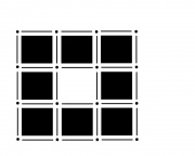 Cell decomposition of an image with 8 pixels arranged in a square.